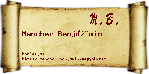 Mancher Benjámin névjegykártya